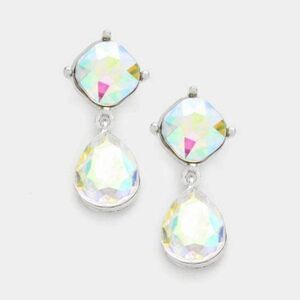 5/$25 Abalone Crystal Teardrop Silver Earrings